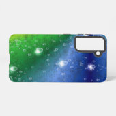 Regenbogen in Elephant Skin Leather Optik & Raindr Samsung Galaxy Hülle (Rückseite (Horizontal))