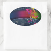 Regenbogen in Schmetterlingen Ovaler Aufkleber (Tasche)