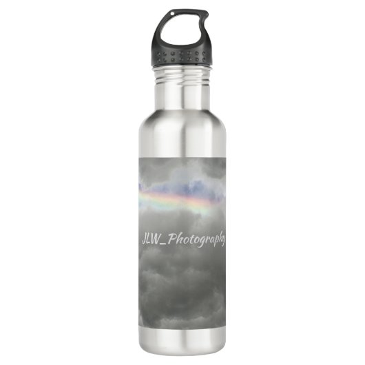 Regenbogen in Storm Clouds Sky Gray Edelstahlflasche (Vorderseite)