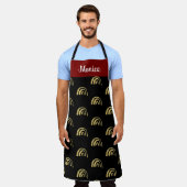 Regenbogen-individuelle Name aus schwarzem Glitzer Schürze (Getragen)