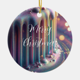 Regenbogen-Irideszenz-Flüssigkeitstropfen Weihnach Keramik Ornament