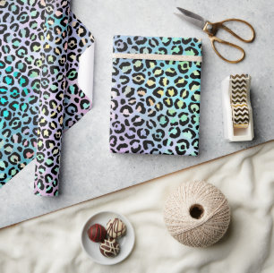 Regenbogen-Irideszenz-Gradient und Leopardenflecke Geschenkpapier