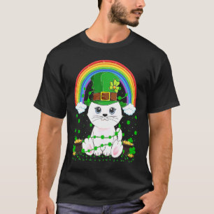 Regenbogen-Irischer-Kleeblatt-Katze-St.-Patricks-T T-Shirt