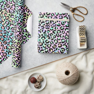 Regenbogen Irisierender Gradient und Leopardenflec Geschenkpapier