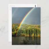 Regenbogen irrig Glück Natur Himmelswasser Bäume Postkarte (Vorne/Hinten)