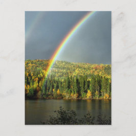 Regenbogen irrig Glück Natur Himmelswasser Bäume Postkarte