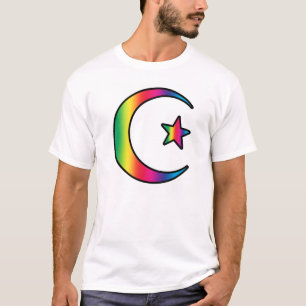 Regenbogen-islamischer Stern und Halbmond T-Shirt
