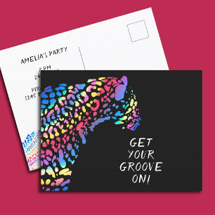 Regenbogen-Jaguar-Party-Einladung Postkarte
