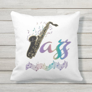 Regenbogen-Jazz-Saxophon-Musik-Kissen im Freien Kissen Für Draußen