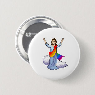 Regenbogen Jesus Button