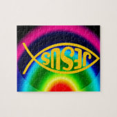 REGENBOGEN JESUS-FISCH-ICHTHYS CHRISTUS PUZZLE (Horizontal)