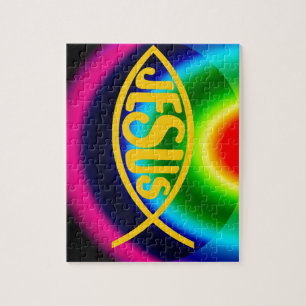 REGENBOGEN JESUS-FISCH-ICHTHYS CHRISTUS PUZZLE