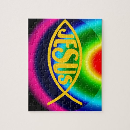 REGENBOGEN JESUS-FISCH-ICHTHYS CHRISTUS PUZZLE (Vertikal)