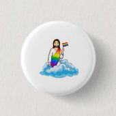 Regenbogen-Jesus-Flagge Button (Vorderseite)