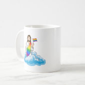 Regenbogen-Jesus-Flagge Kaffeetasse (Vorderseite Links)