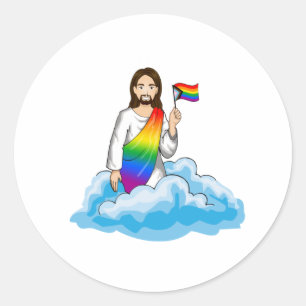 Regenbogen-Jesus-Fortschrittsflagge Runder Aufkleber