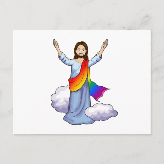 Regenbogen-Jesus Postkarte (Vorderseite)