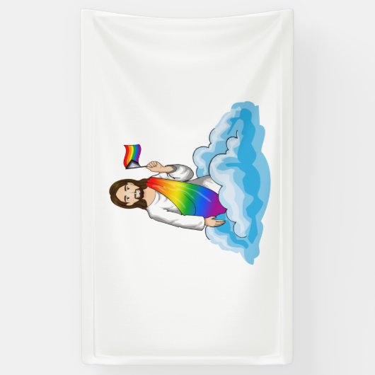Regenbogen Jesus Progress Flag Banner (Vertikal)