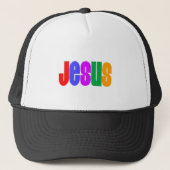 Regenbogen Jesus Truckerkappe (Vorderseite)