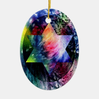 Regenbogen-jüdischer Stern Keramik Ornament