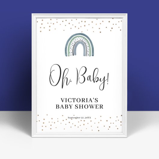 Regenbogen-Junge-Baby-Shower-Willkommensschild Poster