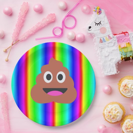 Regenbogen-kack Emoji-Papierplatte Pappteller (Party)
