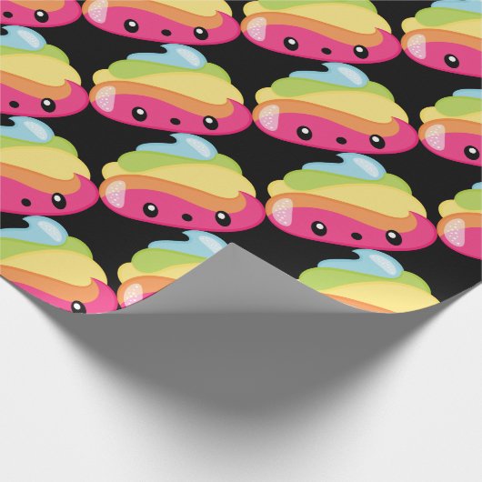 Regenbogen kacken Emoji Geschenkpapier (Ecke)