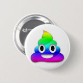 Regenbogen kacken Emoji Knopf Button (Vorne & Hinten)