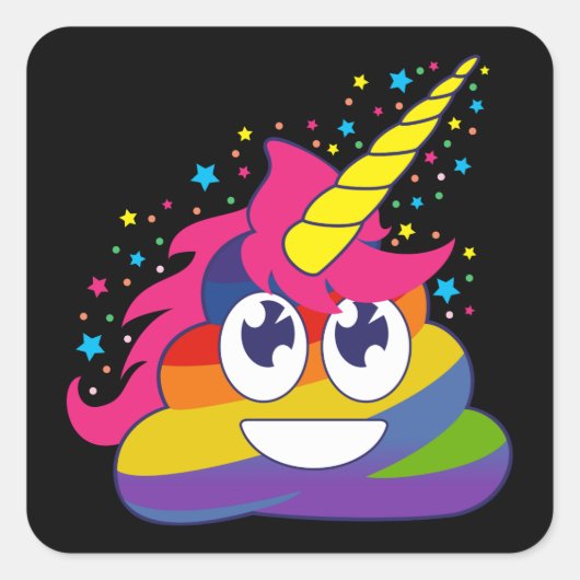 Regenbogen kacken Emoji Unicorn-Aufkleber Quadratischer Aufkleber (Vorderseite)