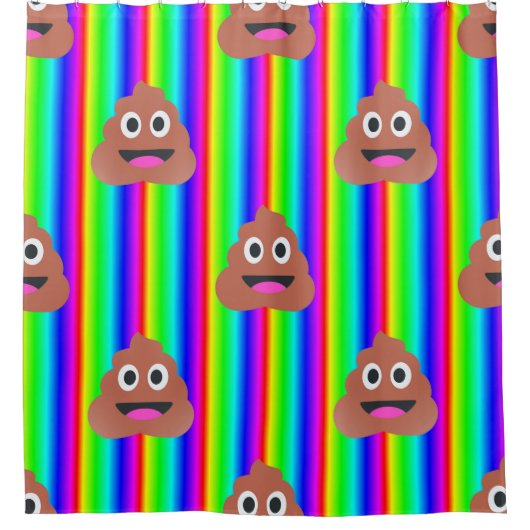 Regenbogen kackte Emoji Duschvorhang (Vorderseite)