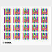 Regenbogen kackte Emoji Quadratischer Aufkleber (Blatt)