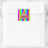 Regenbogen kackte Emoji Quadratischer Aufkleber (Tasche)