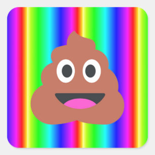 Regenbogen kackte Emoji Quadratischer Aufkleber