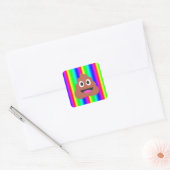 Regenbogen kackte Emoji Quadratischer Aufkleber (Umschlag)