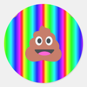 Regenbogen kackte Emoji Runder Aufkleber