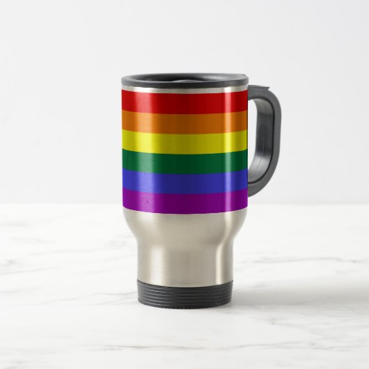 Regenbogen-Kaffeebecher mit der Flagge Reisebecher (VorderseiteRechts)