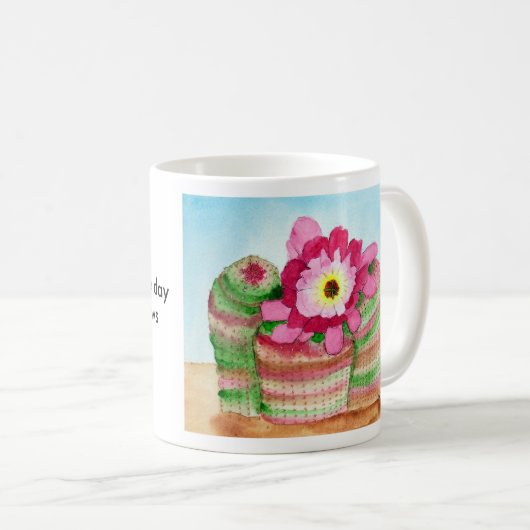 Regenbogen-Kaktus-Schale Kaffeetasse (VorderseiteRechts)