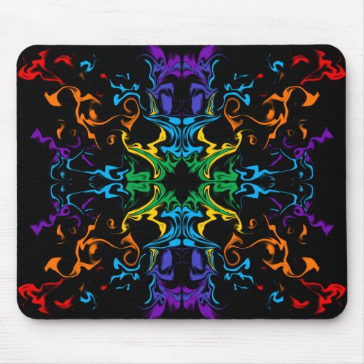 Regenbogen-Kaleidoskop-Abstrakt-Schwarze-Mauspad Mousepad (Vorne)
