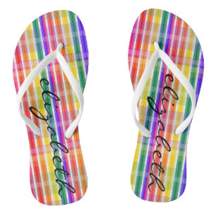 Regenbogen kariert badesandalen