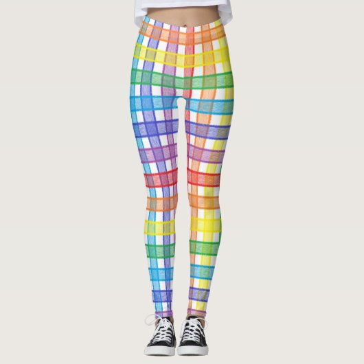 Regenbogen kariert leggings (Vorderseite)