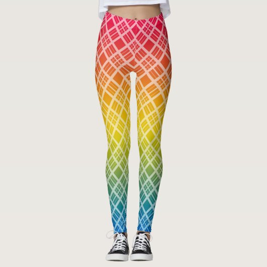 Regenbogen, kariert, mehrfarbig leggings (Vorderseite)
