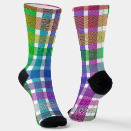 Regenbogen-Kariert - Premium Socken