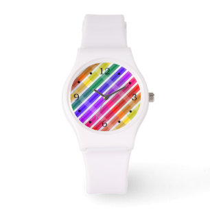 Regenbogen-karierte Streifen Armbanduhr