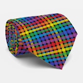 Regenbogen-kariertes Schwarzes Krawatte (Gerollt)