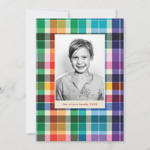 Regenbogen-Karo-Gingham-Spaß Helles Weihnachten