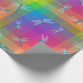 Regenbogen-Karo mit Libellen Geschenkpapier (Ecke)