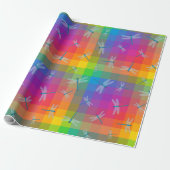 Regenbogen-Karo mit Libellen Geschenkpapier (Ungerollt)