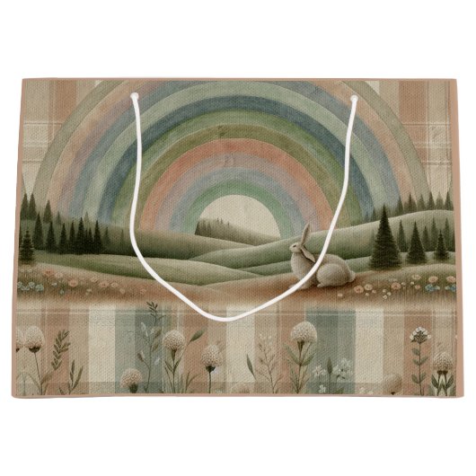 Regenbogen-Karomuster Große Geschenktüte (Vorderseite)