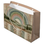 Regenbogen-Karomuster Große Geschenktüte (Rückseite Schrägansicht)