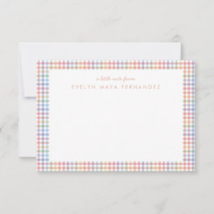 Regenbogen-Karomuster Pastell-Gingham personalisie Mitteilungskarte